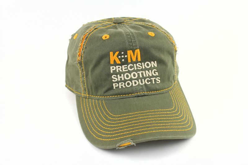 K&M Logo Hat Distressed Look - Army/Gold 100% Cotton Twill-0