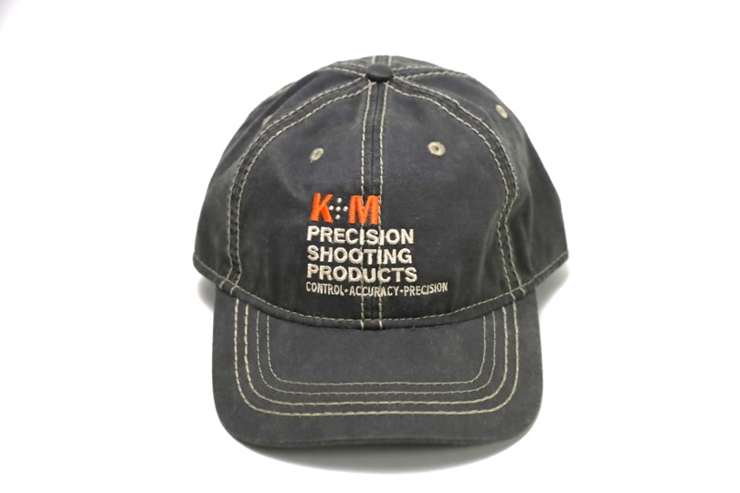 K&M Logo Hat - Black Oiled Leather Look-Orange